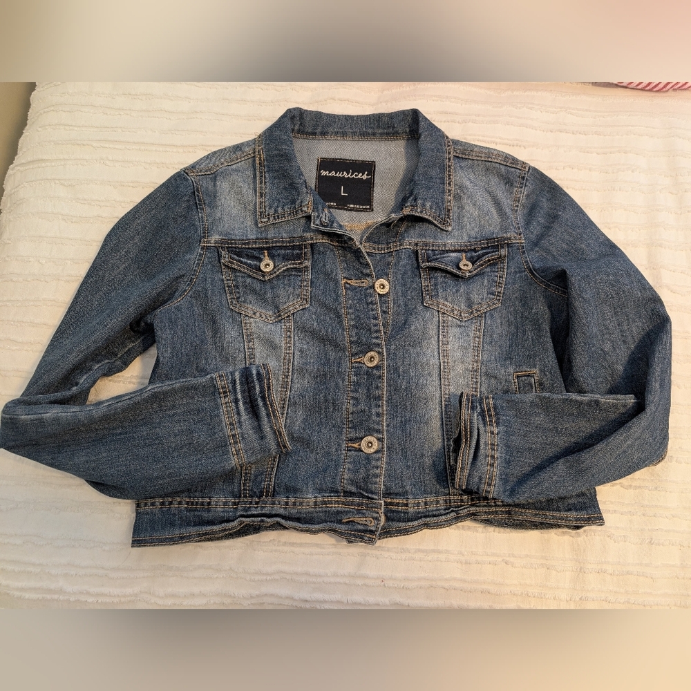 Maurices Blue Cropped Denim Jacket